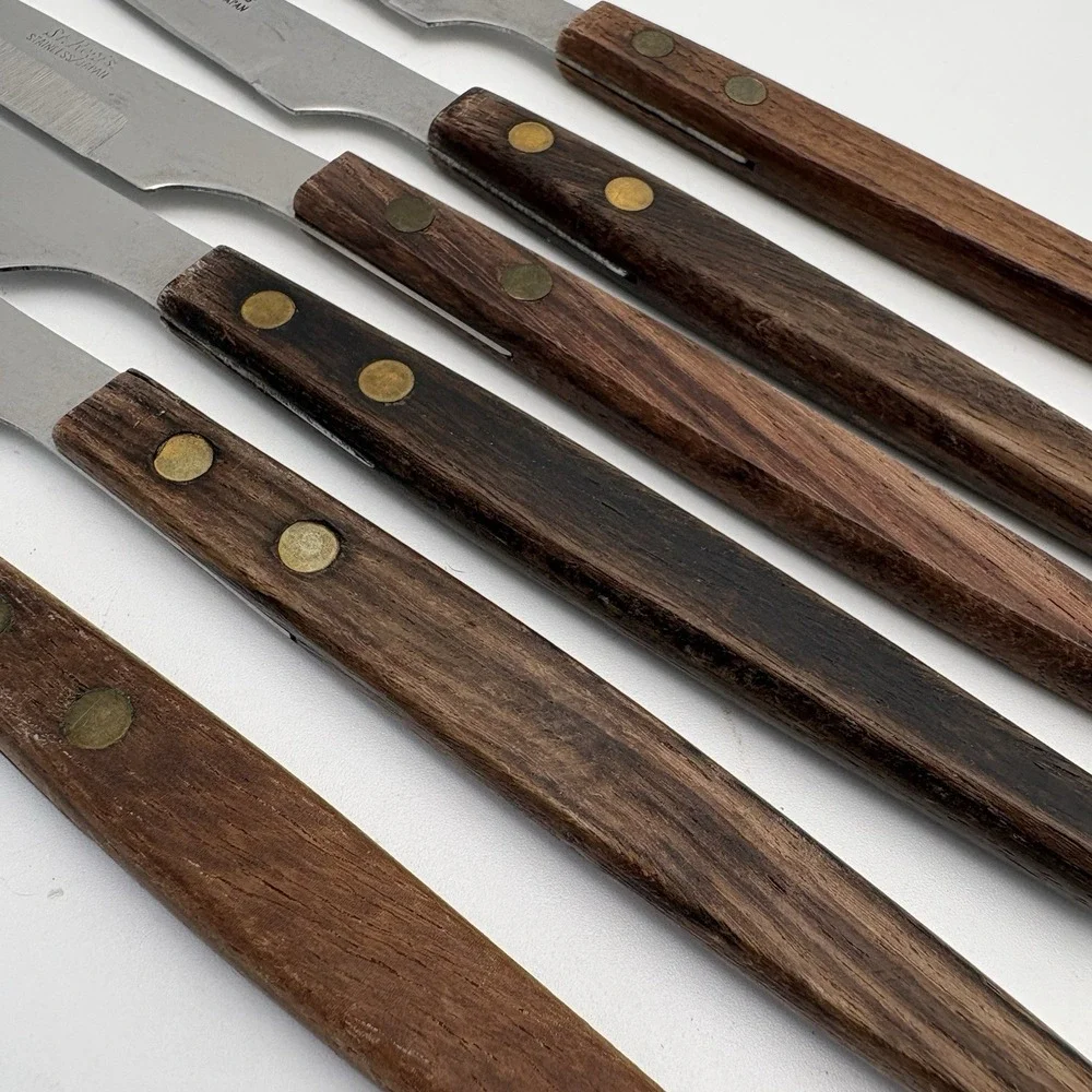 6 St. Regis Stainless Steel Steak‎ Knives Japan Retro MCM Design